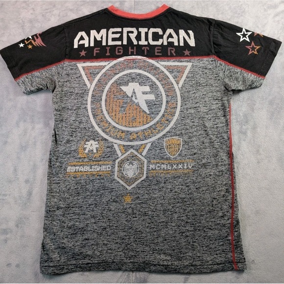 American Fighter Men's T-Shirt Double Sided Thin Black & Red Tee in Large - Picture 7 of 9